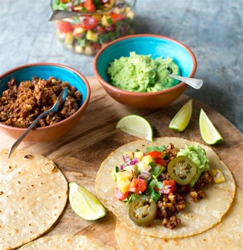 Tacos And Salsa On Nut