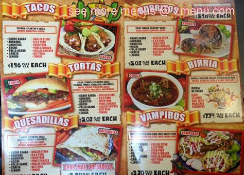 Tacos El Tio Menu