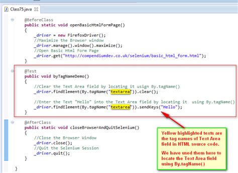 Tag Name Example In Selenium