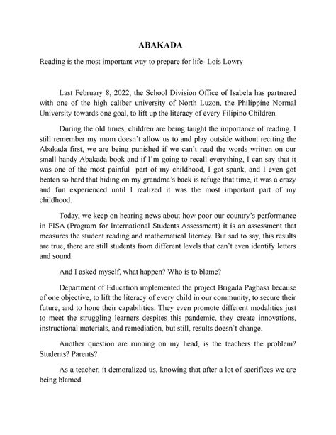 tagalog introduction sample for students