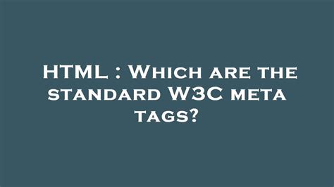 Tags Html W3C