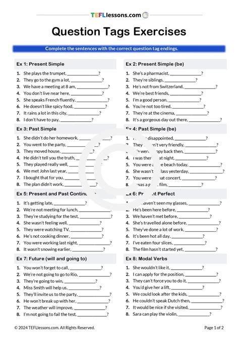 Tags Questions Exercises