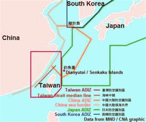 taiwan air defense identification zone map