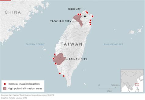 taiwan map prc amphibious landing zones