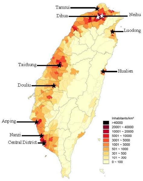 taiwan population map