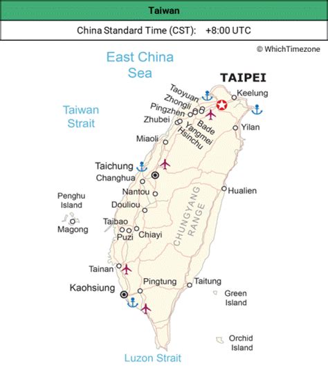 taiwan time zone map