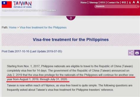 taiwan visa free philippines how many days