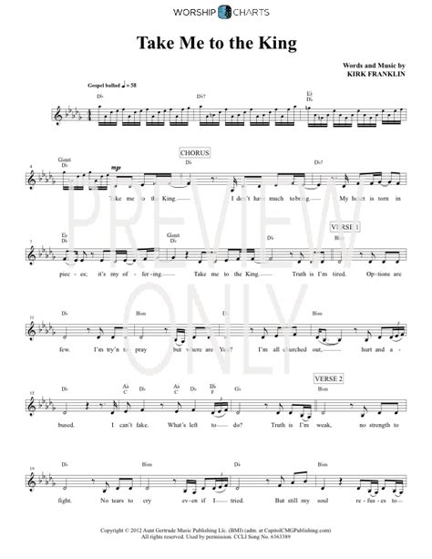 Take Me To The King Lead Sheet, Lyrics, & Chords Kirk Franklin WorshipHouse Media
