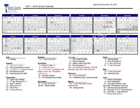 Talbot County Public Schools Calendar