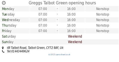 talbot green opening hours
