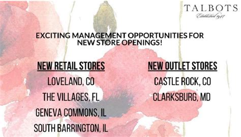 talbots new store openings