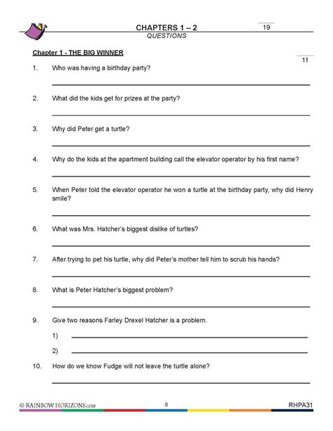 tales of a 4th grade nothing quiz