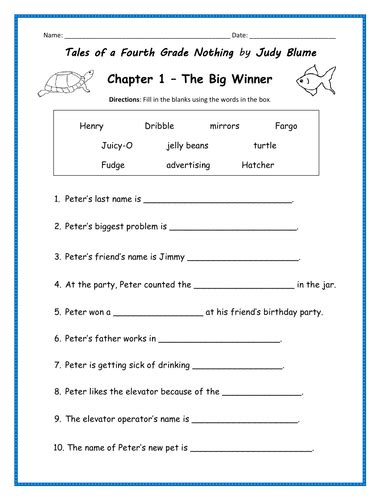 tales of a 4th grade nothing test