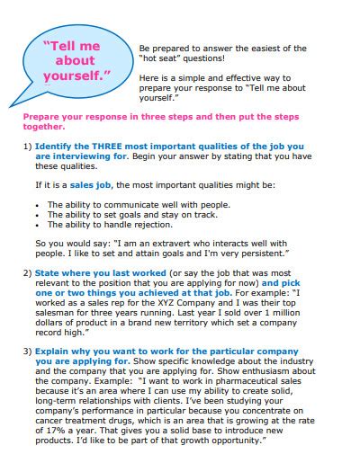 talk about yourself in interview sample answer