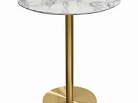 Stella 36" Round Bar Height Table w/ Faux Marble Top and Brushed Gold