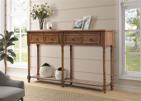 Tall Console Table Oak