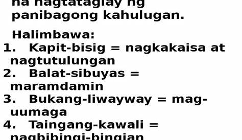 Halimbawa Ng Tambalang Salita Na Ginagamit Sa Pangungusap