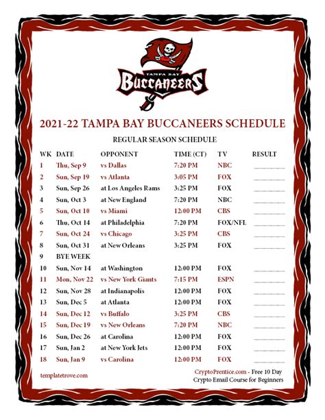 tampa bay buccaneers football schedule 2021