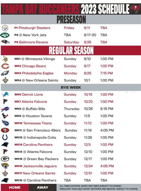 tampa bay bucs 2023 schedule printable