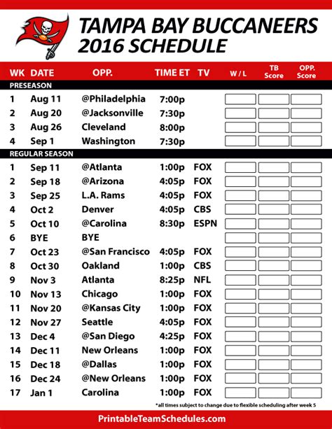 tampa bay bucs remaining schedule