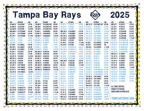 Tampa Bay Devil Rays Schedule