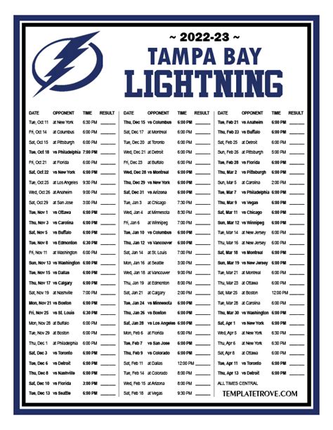 tampa bay lightning nhl schedule