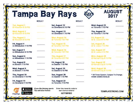 tampa bay rays schedule 2017