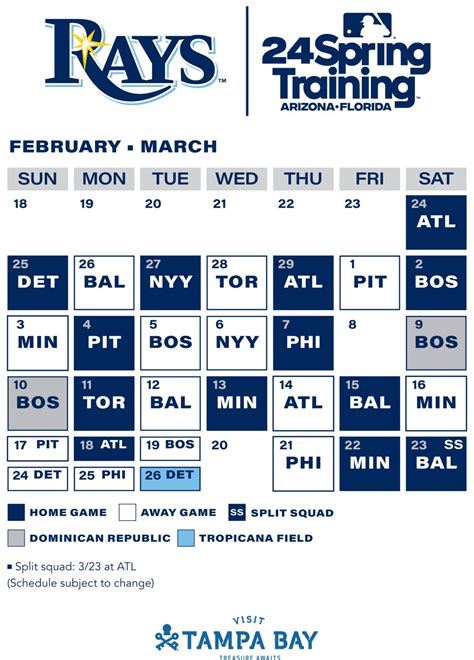 tampa bay rays schedule spring training