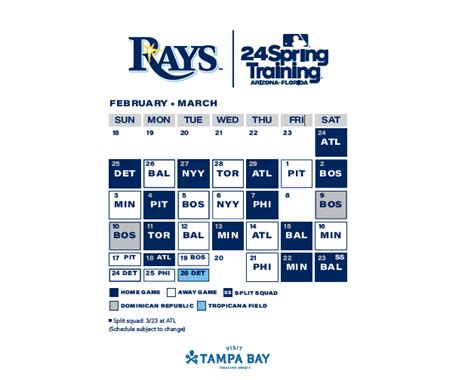 tampa bay rays spring training schedule