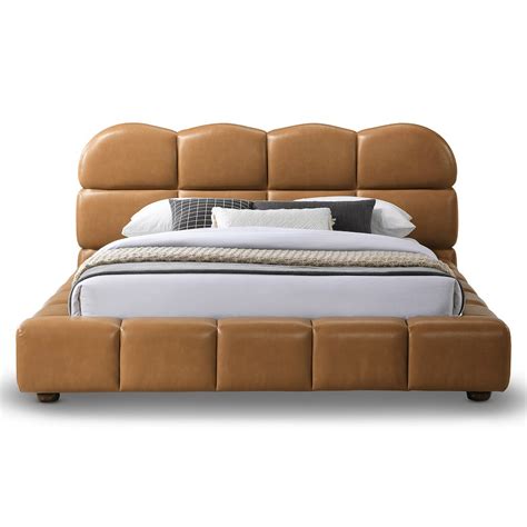Tan Leather Queen Bed