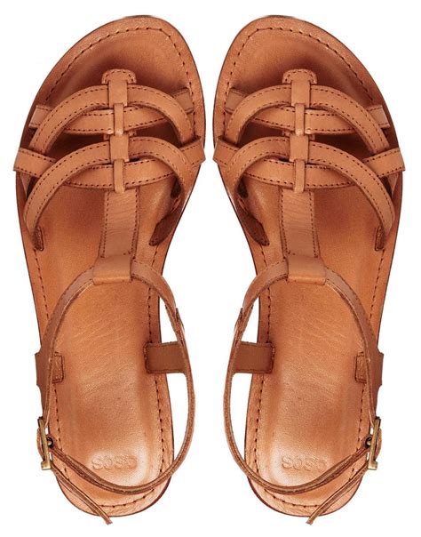 tan leather sandals flat