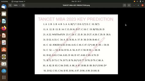 tancet 2023 answer key mba