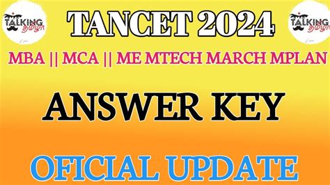 tancet 2024 mca answer key