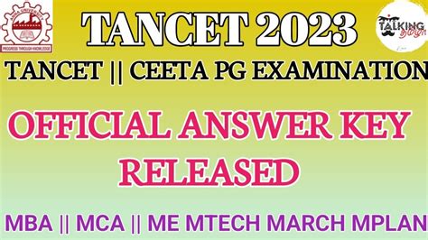 tancet answer key 2023