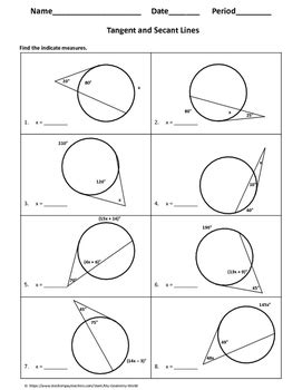 tangent secant segment theorem worksheet