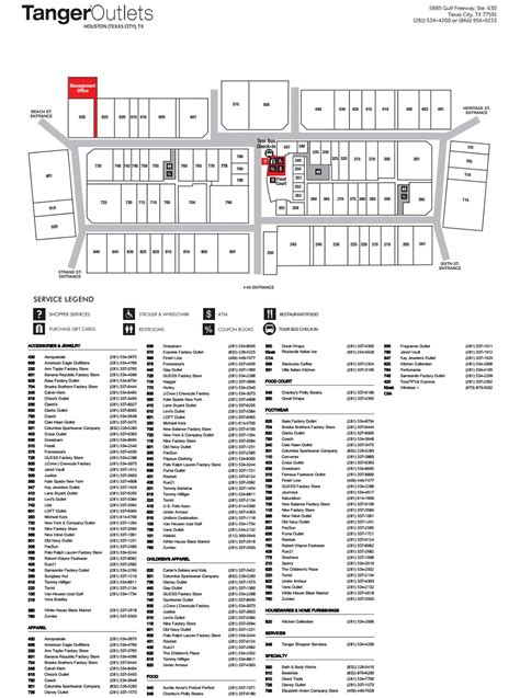 Tanger Outlet Store Layout