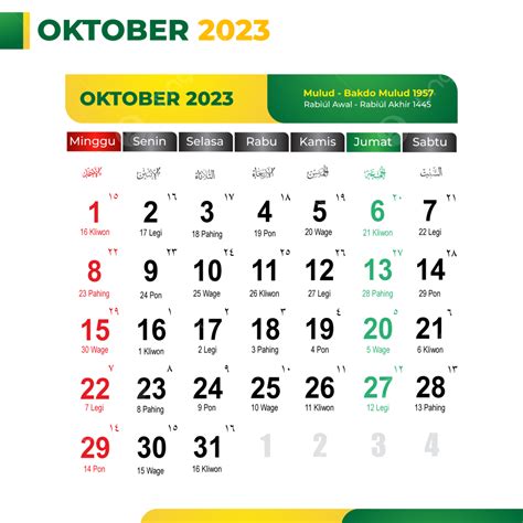 tanggal hijriah bulan oktober 2023