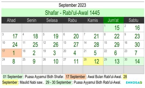 tanggal hijriyah 17 september 2023