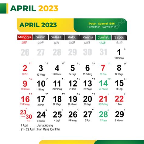 tanggal libur bulan april 2023