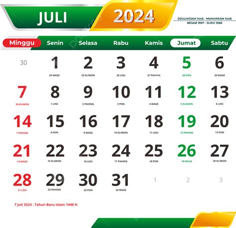 tanggal merah bulan juli 2024