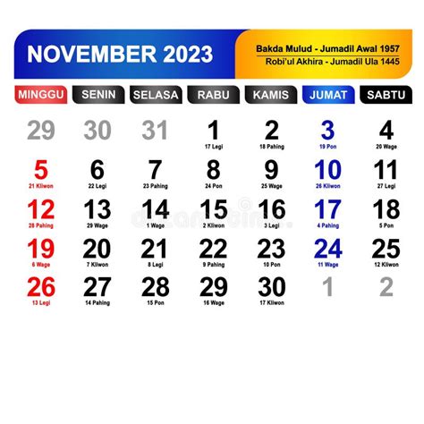 tanggal penting november 2023
