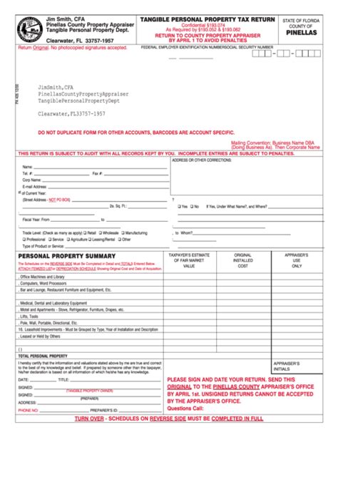 Tangible Personal Property Tax Return Examples