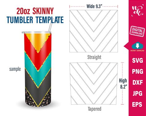 Geometric Tangram Tumbler Svg Template 20 Oz Skinny Pattern Etsy
