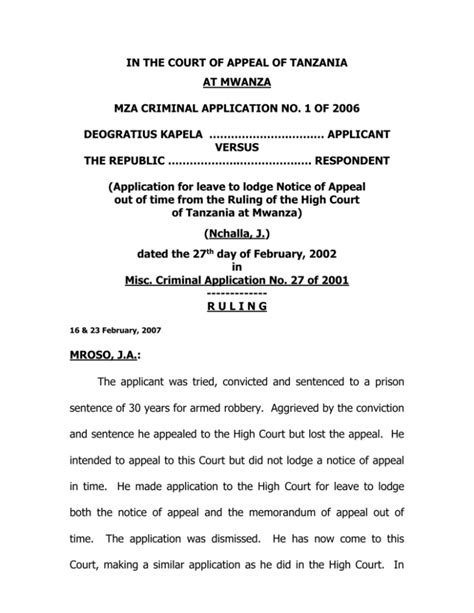 tanzania court of appeal judgments