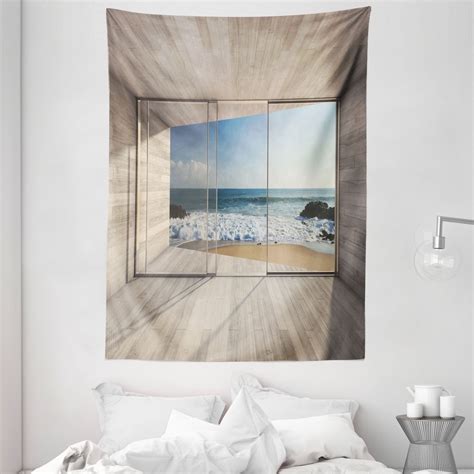 Tapestry on an empty bedroom wall