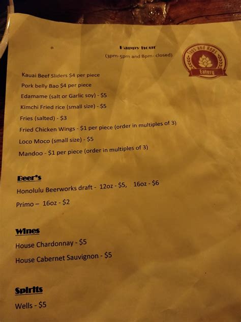 taps and hops eatery menu