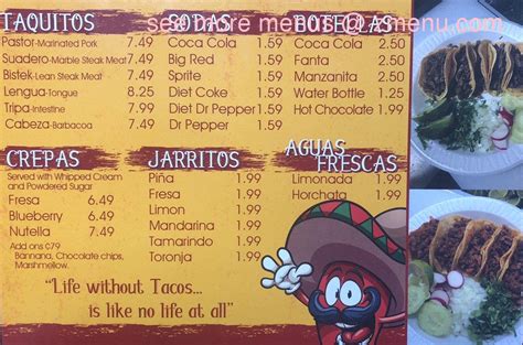 Taquitos Menu