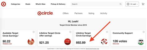Target Circle Available Earnings
