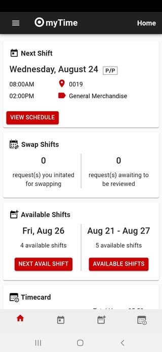 Target Overnight Schedule