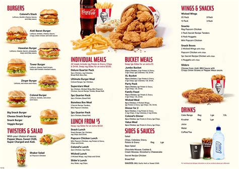 KFC Menu Prix (Maroc France) » Mall Center Shopping